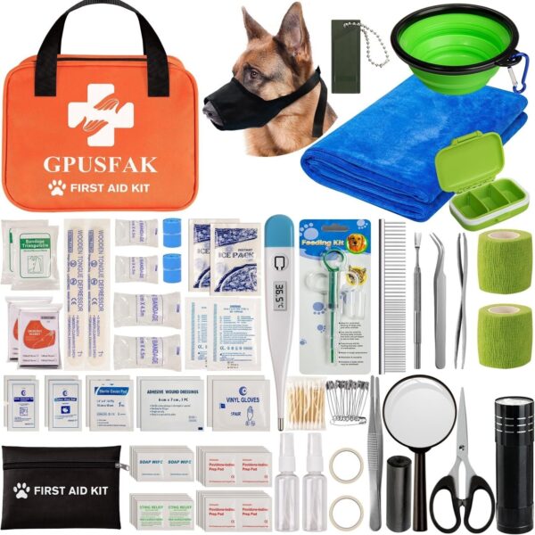 Pet First Aid Kit for Dogs and Cats - Pet Emergency Kit for Camping Hiking Tr...