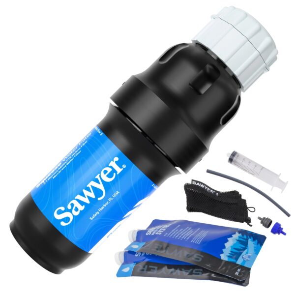 SP129 Squeeze Water Filtration System W/ Two 32-Oz Squeeze Pouches, Straw, and Hydration Pack Adapter