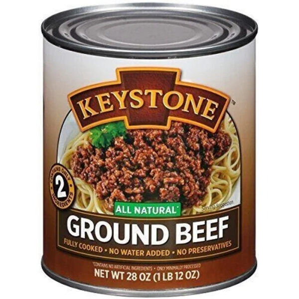 (2 Cans Pack)  All Natural Ground Beef 28 Oz Can Emergency Survival Food for Camping Hiking and Backpacking