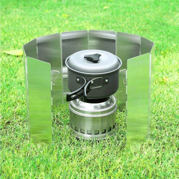 Foldable Camping Stove Windscreen -Aluminum Camping Stove Wind Shield -Camping Wind Shield for Gas Stove,Light Weight for Backpack Camping(10 Plates).