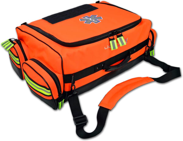 Lightning X Fully Stocked X-Tuff Modular Oxygen Trauma Bag W/ Removable Organizer Pouches for EMS/EMT + First Responder - Orange