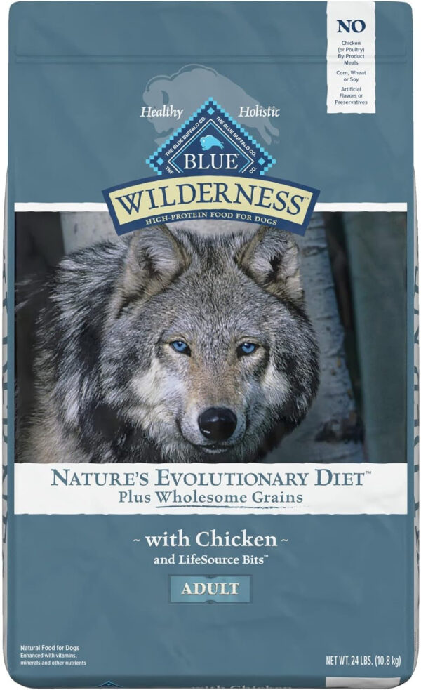 Wilderness High Protein Natural Adult Dry Dog Food plus Wholesome Grains, Chicken 24-Lb