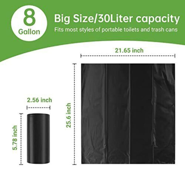 Portable Camping Toilet Bags - Super Thick 8 Gallon Biodegradable Potty Bags