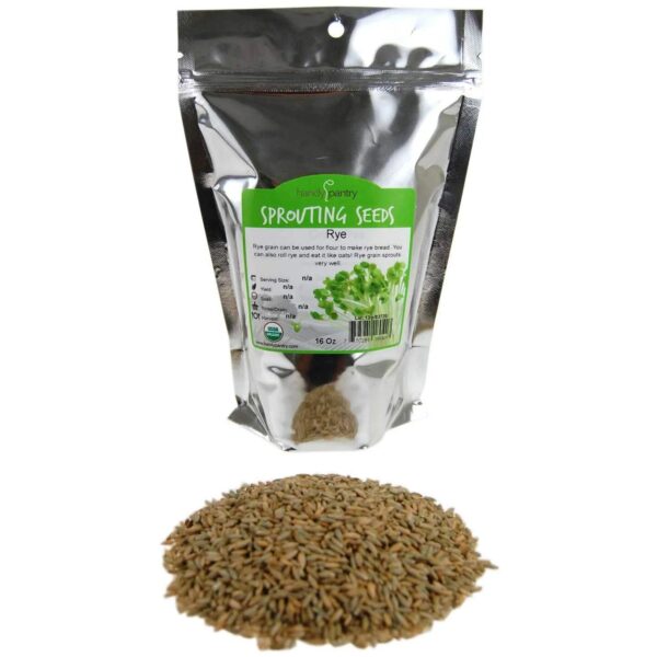 Organic Rye Grain Seeds - 1 Lb Re-Sealable Bag - Rye Seed / Grains for Flour, Bread, Sprouting, Rye Grass & More