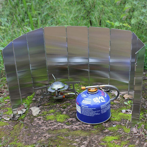 Foldable Camping Stove Windscreen -Aluminum Camping Stove Wind Shield -Camping Wind Shield for Gas Stove,Light Weight for Backpack Camping(10 Plates).