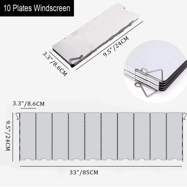 Foldable Camping Stove Windscreen -Aluminum Camping Stove Wind Shield -Camping Wind Shield for Gas Stove,Light Weight for Backpack Camping(10 Plates).