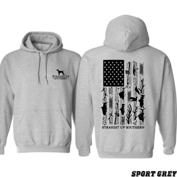 Straight up Southern Hoodie - Patriotic American Flag Design Featuring Hunting and Outdoor Graphics, Perfect for Southern Lifestyle Enthusiasts and Hunters, Unisex Hoodie for Everyday Comfort and Bold Country Style Sweaters Menswear Tops Pullover