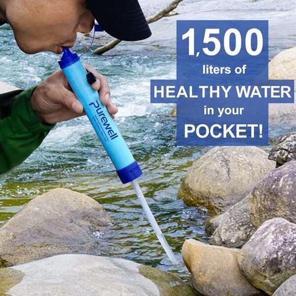 Outdoor Water Filter Personal Water Filtration Straw Emergency Survival Gear Water Purifier for Camping Hiking Climbing Backpacking(2Pcs)