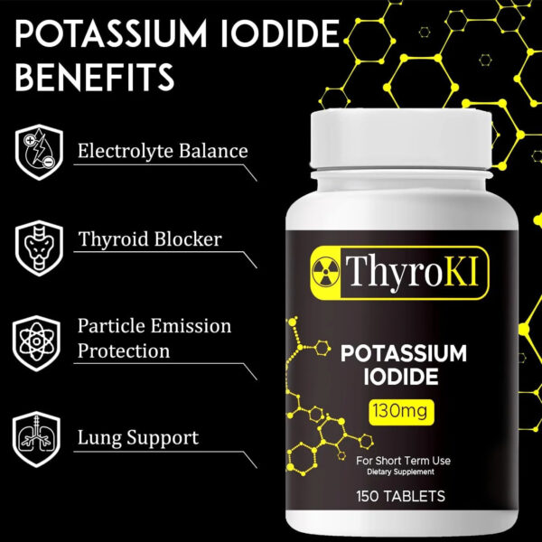 (Pack of 5) Thyroki Potassium Iodide Tablets Non-Gmo Fast Dissolving Tablets 130 Mg 750 Tablets (150 Tablets/Pack) | Ki Pills Iodine Tablets ✅| anti Nuclear Fallout Pills | Thyroid Support✅