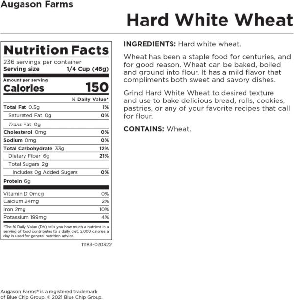 Hard White Wheat Emergency Food Storage 24 Pound Pail