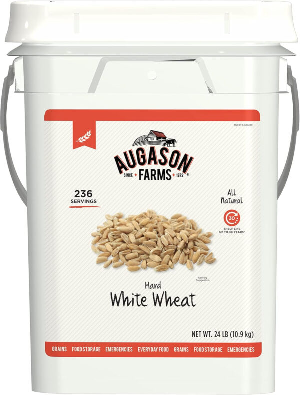 Hard White Wheat Emergency Food Storage 24 Pound Pail