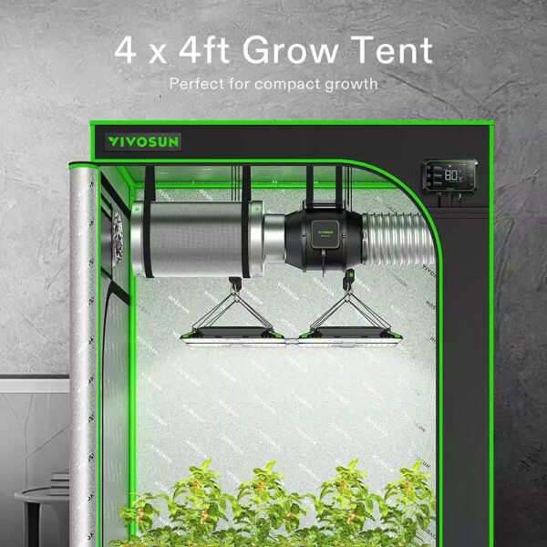 4 Ft. X 4 Ft. Mylar Hydroponic Grow Tent with Observation Window and Floor Tray