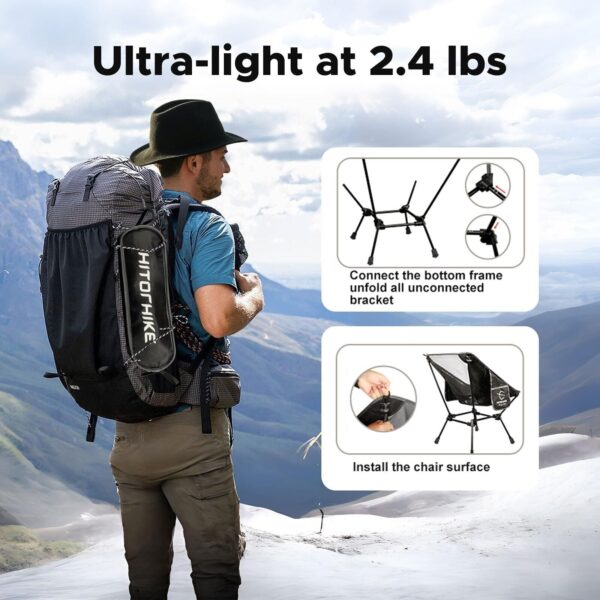 HITORHIKE Camping Chair Backpack Camping Folding Chair Breathable Mesh Struct...