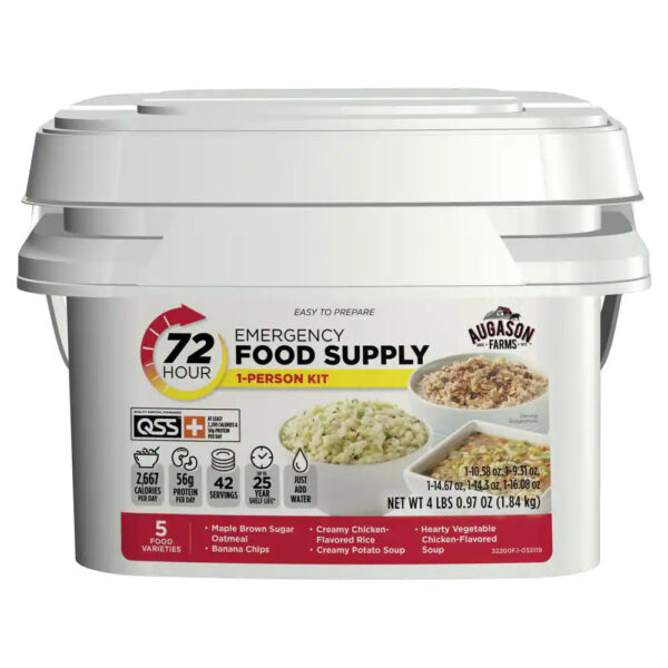 72-Hour 1-Person Emergency Food Supply Evacuation Pail 5 Varieties 25-Year Shelf Life