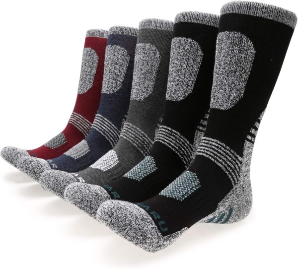 Men’S 5 Pairs Hiking Socks- Multi Performance Moisture Wicking Outdoor Sports Hiking Crew Socks