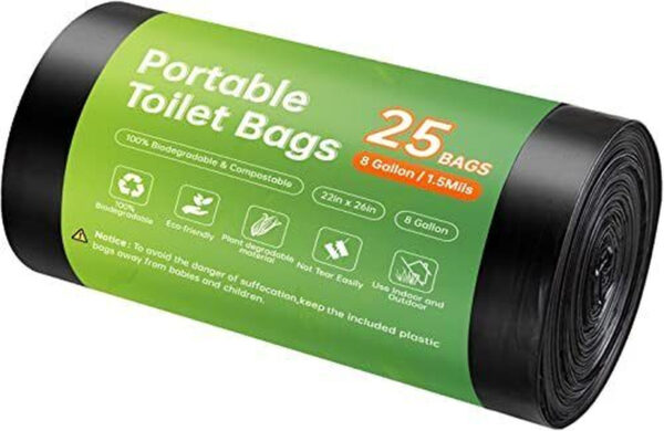 Portable Camping Toilet Bags - Super Thick 8 Gallon Biodegradable Potty Bags