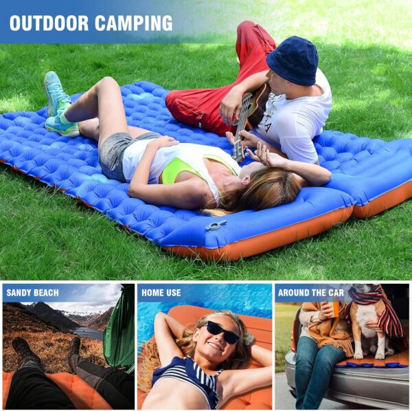 Inflating Sleeping Pad for Camping - Extra Thickness & Compact, Lightweight, Portable