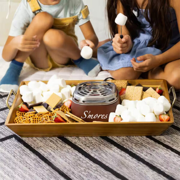 SMM200 Stainless Steel Electric S'Mores Maker with 4-Compartment Tray and 2 Roasting Forks