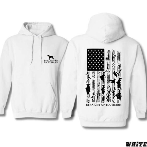 Straight up Southern Hoodie - Patriotic American Flag Design Featuring Hunting and Outdoor Graphics, Perfect for Southern Lifestyle Enthusiasts and Hunters, Unisex Hoodie for Everyday Comfort and Bold Country Style Sweaters Menswear Tops Pullover