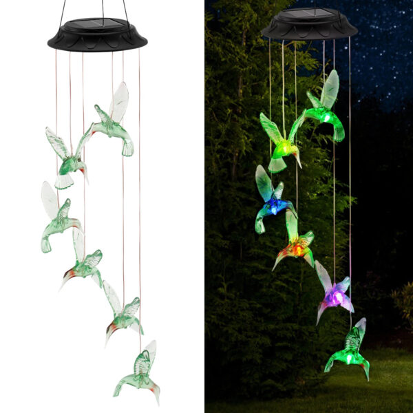 LED Solar Wind Chime Light Garden Butterfly Wind Chime Lamp Colorful Waterproof Hanging Solar Light for Garden Yard Home Decor