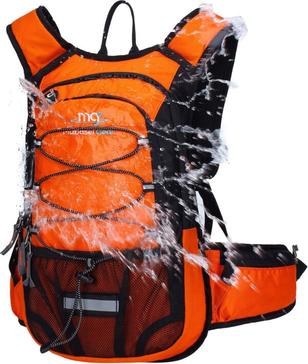 Insulated Hydration Backpack Pack with 2L BPA Free Bladder - Keeps Liquid Cool up to 4 Hours – for Running, Hiking, Cycling, Camping (Orange Nopack)