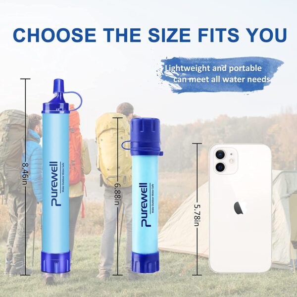 Outdoor Water Filter Personal Water Filtration Straw Emergency Survival Gear Water Purifier for Camping Hiking Climbing Backpacking(2Pcs)