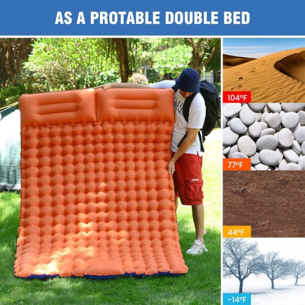 Inflating Sleeping Pad for Camping - Extra Thickness & Compact, Lightweight, Portable