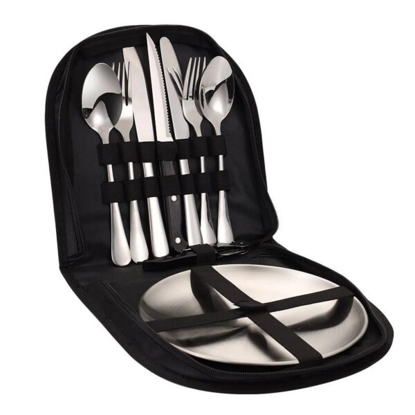 Camping Set with Case, Camping Mess Kit, Travel Silverware Set, Camping Utensils for Eating, Portable Cutlery Set