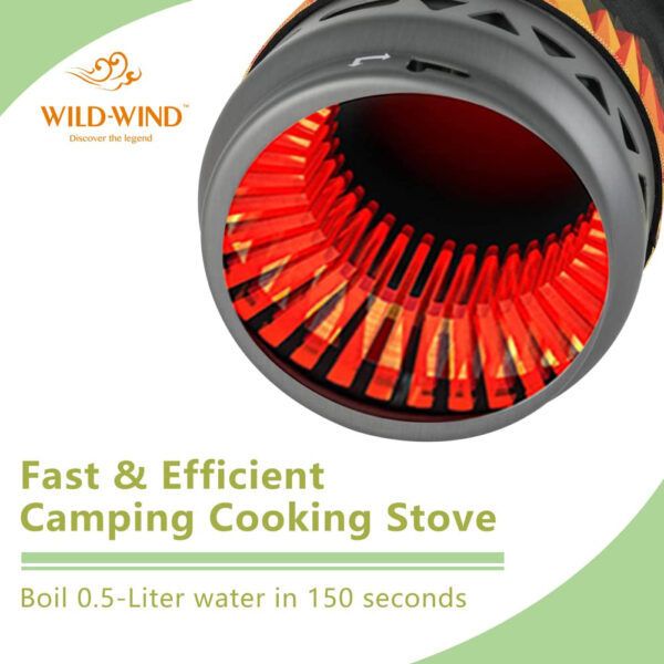 X2 Camping and Backpacking Stove Cooking System, Outdoor Portable Camp Gas Stoves Burner with 0.75L Pot & 0.25L Pan, Piezo Ignition, for Hiking, Fishing, Hunting, Black