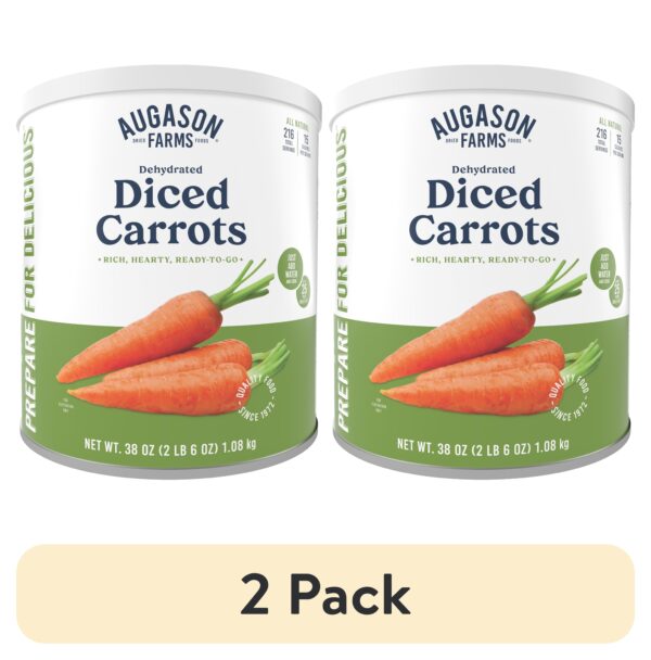 (2 Pack)  Emergency Food Dehydrated Diced Carrots, 38 Oz