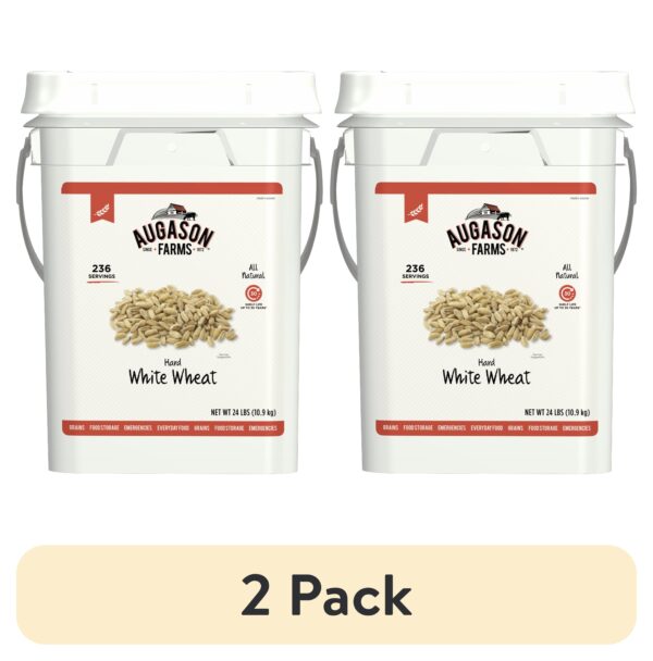 (2 Pack)  Hard White Wheat Emergency Food Storage 4 Gallon Pail