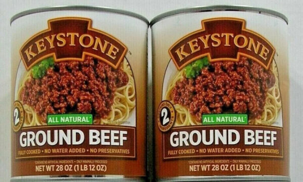 (2 Cans Pack)  All Natural Ground Beef 28 Oz Can Emergency Survival Food for Camping Hiking and Backpacking