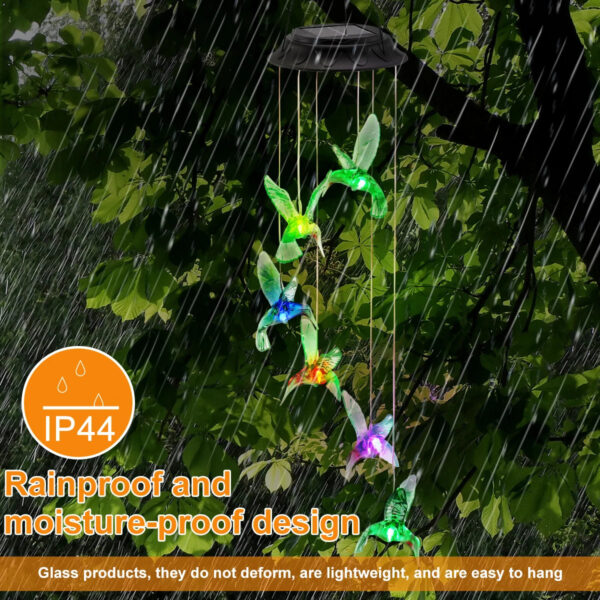 LED Solar Wind Chime Light Garden Butterfly Wind Chime Lamp Colorful Waterproof Hanging Solar Light for Garden Yard Home Decor