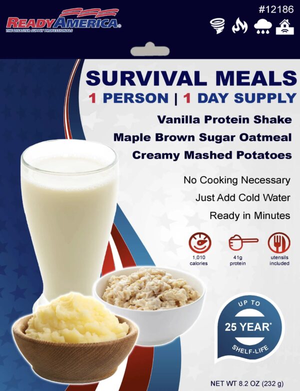 , 24 Hour Emergency Meal Kit, 1 Person, Emergency Food, by Auguson Farms, 1 Pack