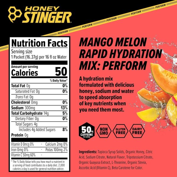 Perform Rapid Hydration Powder | Mango Melon Electrolyte Multiplier for Exercise, Endurance and Performance | Sports Nutrition for Home & Gym, Pre and Post Workout | 10 Packets