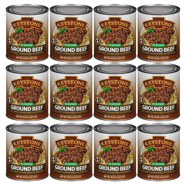 (12 Pack)  Ground Beef 28 Oz Can, Emergency Food for Camping Hiking and Backpacking (12 Cans)