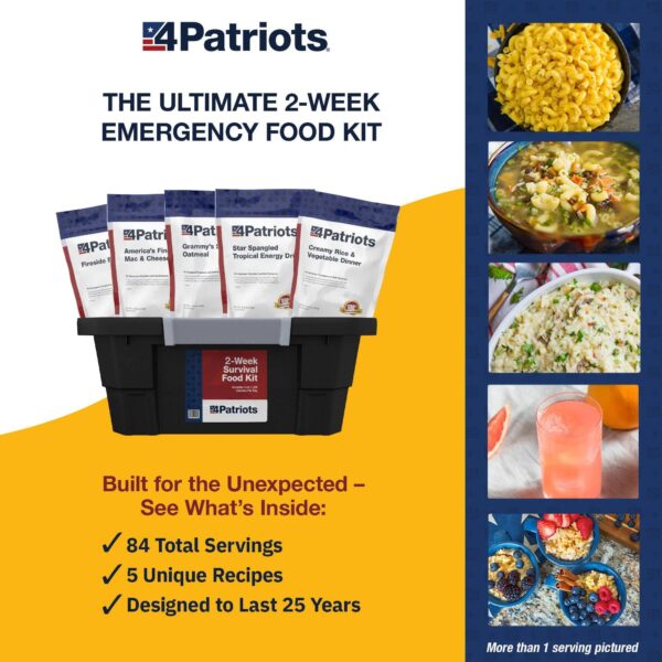 2-Week Survival Food Kit: Emergency Food Supply Designed to Last 25 Years, 84 Servings