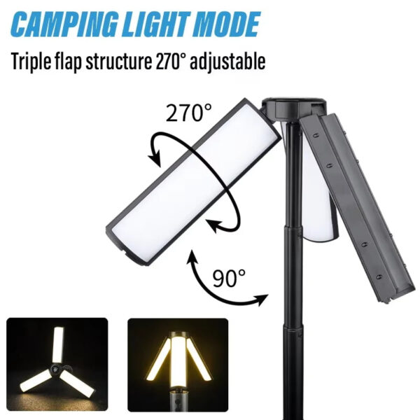 Multi-Functional Camping Light 2 in 1 USB Rechargeable Camping LanternFlashlight with Hook Outdoor Emergency Camping Lamp