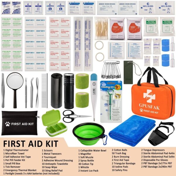 Pet First Aid Kit for Dogs and Cats - Pet Emergency Kit for Camping Hiking Tr...