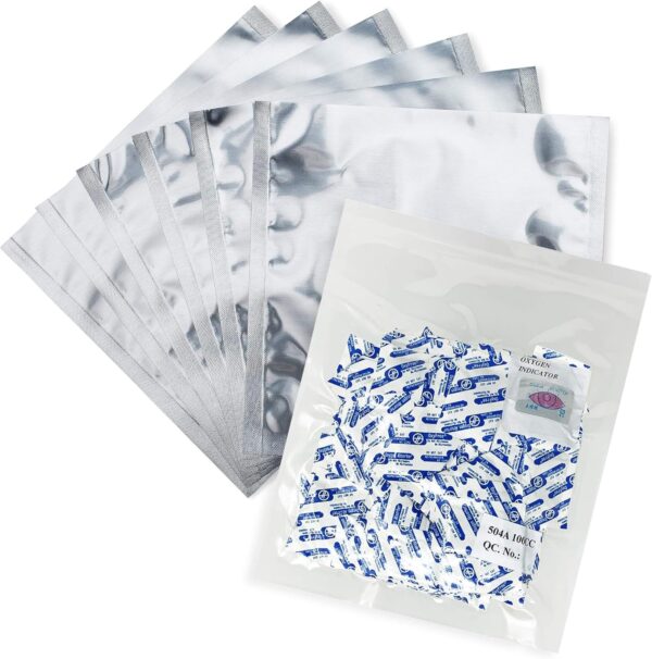 (100) Mylar Bags 4Mil 8"X8" Quart Size + (100) 100Cc Oxygen Absorbers for Long Term Emergency Food Storage Combo