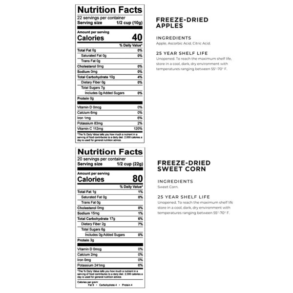 Freeze Dried Fruit and Veggie Variety #10 Cans, 12-Count (250 Total Servings)