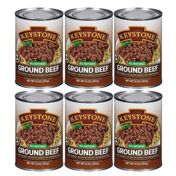 (12 Cans Pack)  All Natural Ground Beef 14 Oz Emergency Survival Food for Camping Hiking and Backpacking Ready to Eat- 12 Cans