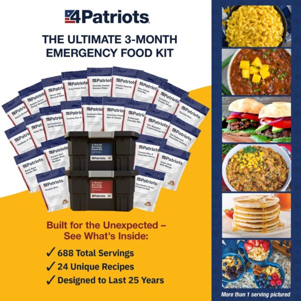 3-Month Survival Food Kit: Emergency Food Supply Designed to Last 25 Years, 688 Servings