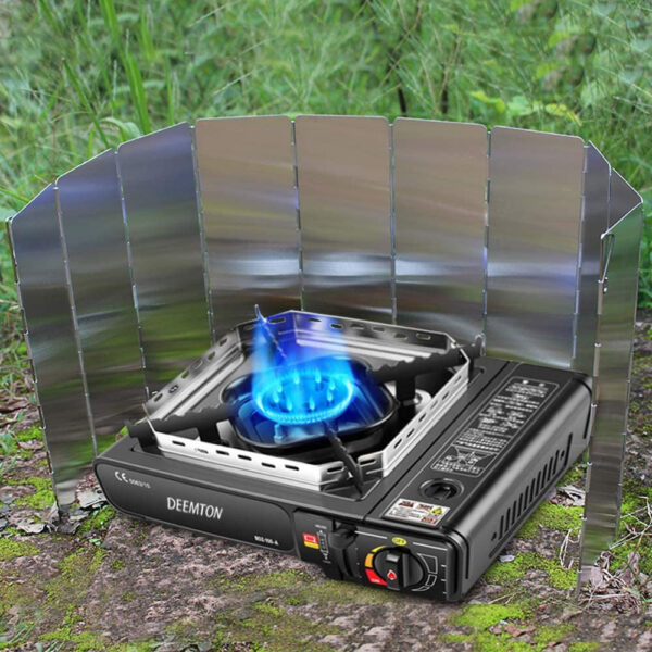 Foldable Camping Stove Windscreen -Aluminum Camping Stove Wind Shield -Camping Wind Shield for Gas Stove,Light Weight for Backpack Camping(10 Plates).