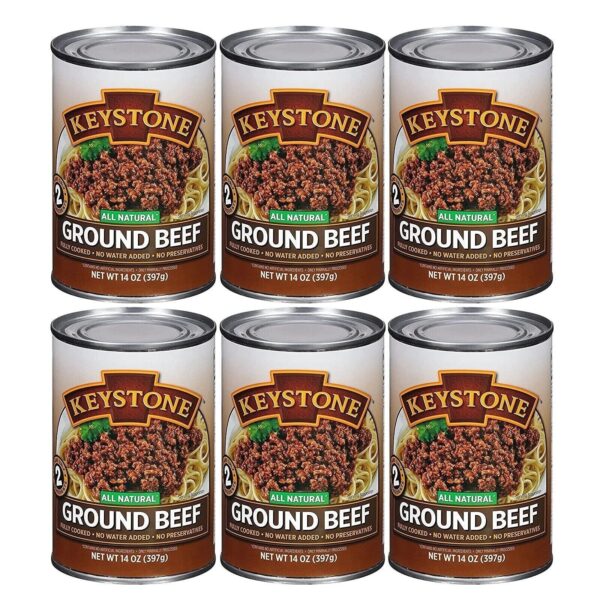 (12 Pack)  Ground Beef 14 Oz Can Fully Cooked, Emergency Food for Camping Hiking and Backpacking (12 Cans)