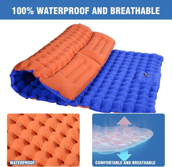 Inflating Sleeping Pad for Camping - Extra Thickness & Compact, Lightweight, Portable