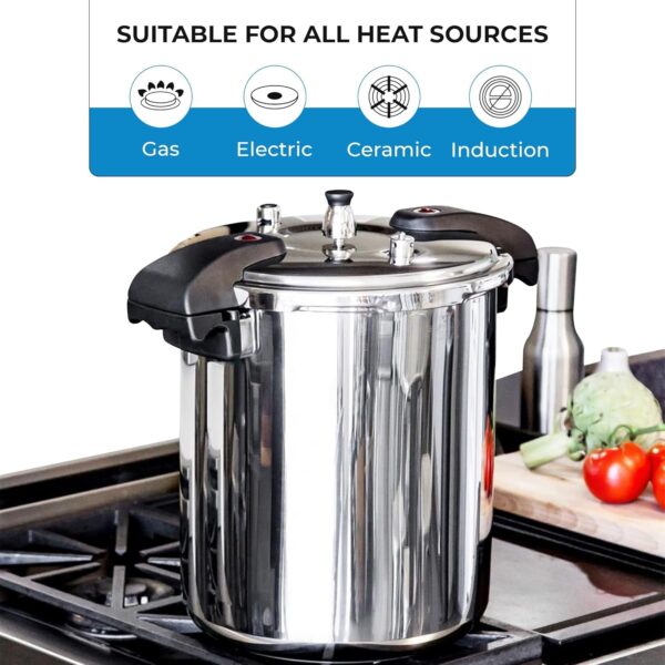 Pressure Cooker 21 Qt Stainless Steel - Large Canning Pot with Lid for Home, Commercial Use - Easy to Clean Any Stove Top Pressure Canner, Can Cooker - SG Certificate QCP420