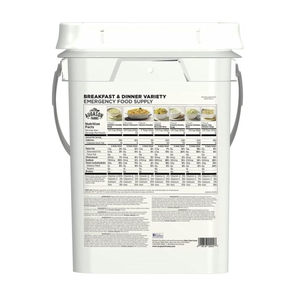 Breakfast and Dinner Variety Pail Emergency Food Supply Everyday Meals 4 Gallon