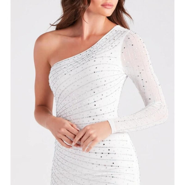 Precious Jewels One-Shoulder Bodycon Mini Dress - Image 9