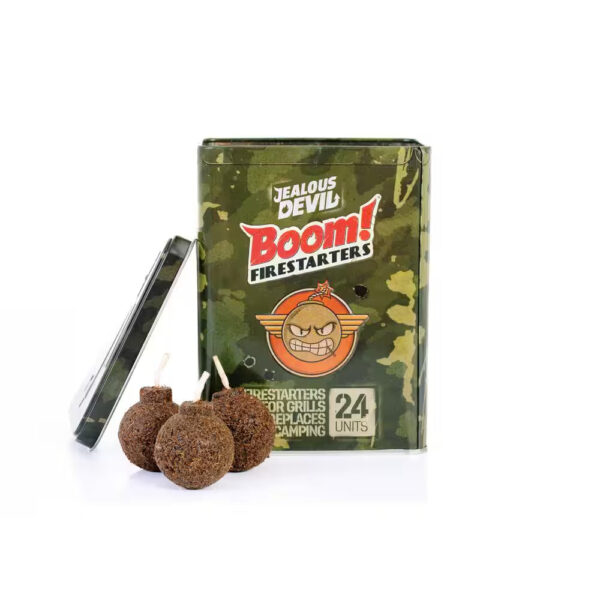 Boom, Firestarters 24 Pack - 100% Natural, Waterproof, 20 Min Long Burn Organic Charcoal Firestarters